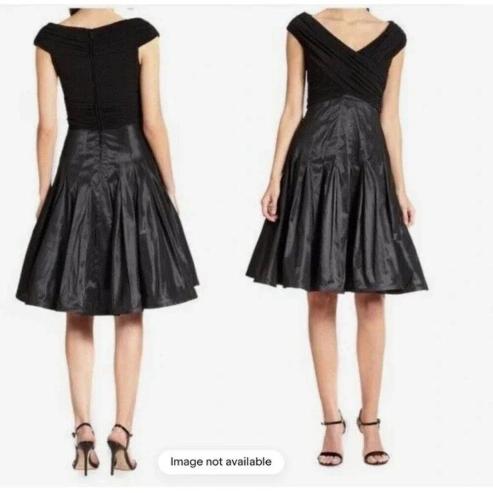 NWT Tadashi Shoji Dress Women's Size 8 Black Taffeta LBD Little Black Dress